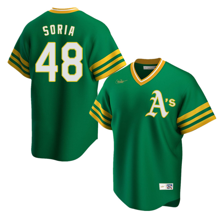 Nike Men #48 Joakim Soria Oakland Athletics Cooperstown Baseball Jerseys Sale-Green